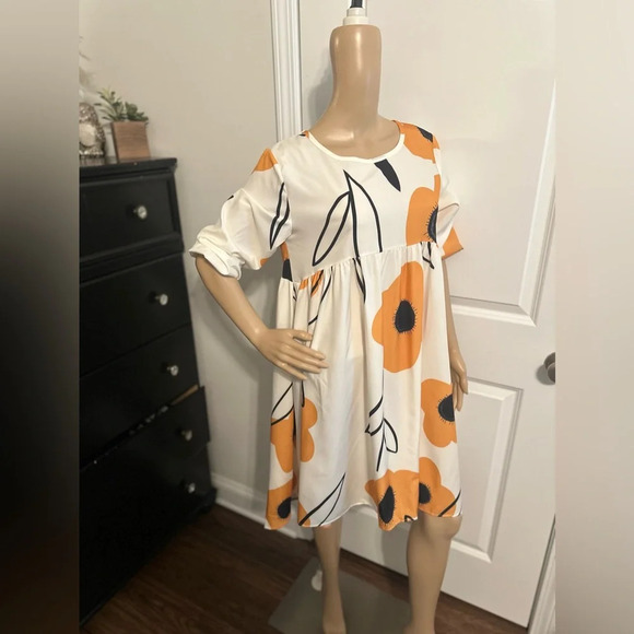 NIP- BoHo Empire Waist Floral Midi Dress - Picture 5 of 6